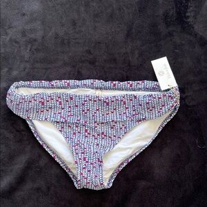 Helen Jon Navy, White & Pink Scallop-Print Bikini Bottom